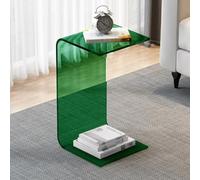 Table d'appoint en acrylique transparent, table d'appoint de canapé en forme de C, petite table de collation moderne adaptée au salon, à la chambre, au balcon, au pa Green 30*30*55cm/11.8*11.8*21.7in