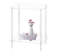 Table d'appoint en acrylique transparent | Table de chevet carrée moderne à deux niveaux | Table de chevet carrée transparente à deux niveaux - Organiseur élégant et léger pour salon