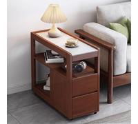 Table d'appoint en bois avec 2 tiroirs - Table de nuit fine entièrement assemblée pour chambre à coucher et salon, table d'appoint étroite pour petits espaces