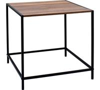 Table d'appoint en bois avec support en métal noir - 49 x 49 cm - Table basse carrée avec plateau de table en imitation bois