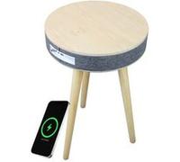 Table d'appoint en bois avec système audio Bluetooth et charge sans fil Bolaris - Modèle Budapest - Coloris Hêtre G