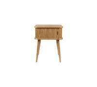 Table d'appoint en bois beige, 1 porte coulissante tambour, avec rangement - Zuiver, Barbier - 45x45x59 cm