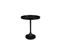 Table d'appoint en bois chêne laqué noir, plateau rond, bords relevés, pied acier arrondi - Zuiver, Jason - Ø46x56 cm