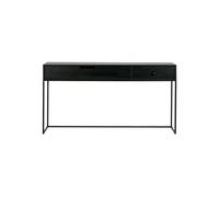 Table d'appoint en bois de chêne noir, 2 tiroirs, plateau en frêne laqué, cadre métal - Woood, Silas - 140x40x74 cm