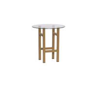 Table d'appoint en bois de frêne beige, plateau verre, structure acier - Hübsch, Elevate - 40x40x44 cm