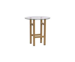 Table d'appoint en bois de frêne beige, plateau verre, structure acier - Hübsch, Elevate - 40x40x44 cm