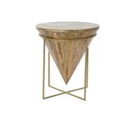 Table d'appoint en bois de manguier et métal coloris naturel doré - diamètre 41 x hauteur 45 cm