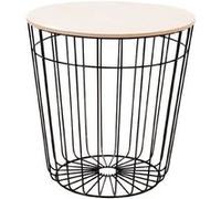 Table d'appoint en bois et fer coloris naturel noir - diametre 39 x hauteur 40 cm - PEGANE- Multicolore G