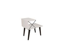 Toilinux - Table d'appoint en bois et métal NINO - Blanc et noir - NINO Blanc G