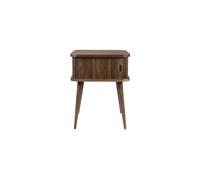 Table d'appoint en bois marron foncé, 1 porte tambour coulissante, avec rangement, style contemporain - Zuiver, Barbier - 45x45x59 cm