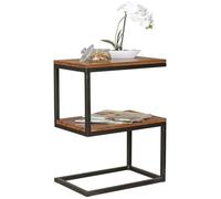 FineBuy Table d'appoint Bois Massif/Métal Sheesham 45 x 60 x 30 cm Table Basse Salon | Bout de canapé est - Capacité de Charge par Plaque: 40 kg - Table en Bois