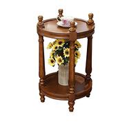 Table d'appoint en bois massif sculpté en dentelle - Table basse à 2 couches avec motif de colonne romaine pour le salon, assemblage facile, table d'appoint élégante pour canapé
