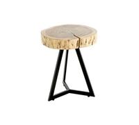 HAKU Table d'appoint Ronde en Bois Massif d'acacia, Structure en métal Noir, Table Basse Ronde - Dimensions : H 43 x Ø 35 cm Style : Urban Collective