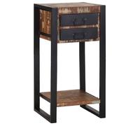 Table d'appoint en bois récupéré - vidaXL - 40x40x80 cm - Multicolore - Bois massif récupéré - Cadre en métal noir