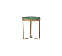 Table d'appoint en céramique vert et or, carrée - Chehoma, Lisboa - 41x41x45 cm