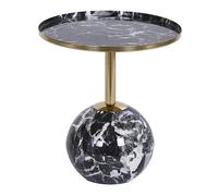 Table d'appoint en fer doré et marbre coloris noir - diamètre 41 x Hauteur 47 cm