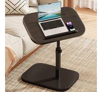 Table d'appoint en forme de C à hauteur réglable, table de chevet en forme de C réglable - Pivotante à 360° et plateau rabattable, idéale pour le canapé et la baignoire, plateau TV élégant e