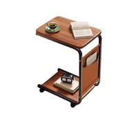 Table d'appoint en forme de C - Accent de salon compact, compagnon roulant fin | Détail du cadre à deux niveaux, avantage de support de canapé pratique, utilisation de petits de pièce, contexte