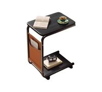 Table d'appoint en forme de C - Accent de salon compact, compagnon roulant fin | Détail du cadre à deux niveaux, avantage de support de canapé pratique, utilisation de petits de pièce, contexte
