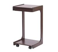Table D'appoint en Forme de C avec Bord en Sable, Un Petit Bureau Mobile, Fabriqué en Bois Massif avec Un Grain Clair et Naturel, Adapté Aux Chambres, Aux Bureaux et Aux Salons