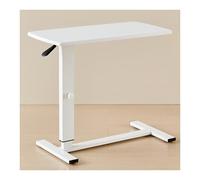 Table d'appoint en forme de C avec hauteur réglable, design pivotant à 360°, port USB, idéal pour les petits espaces, construction polyvalente en bois