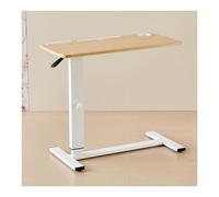 Table d'appoint en forme de C avec hauteur réglable, design pivotant à 360°, port USB, idéal pour les petits espaces, construction polyvalente en bois