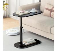 Table d'appoint en forme de C avec hauteur réglable, pivotante à 360°, plateau rabattable et étagère pour baignoire, table basse moderne pour salon, bureau et ordinateur