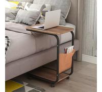 Table d'appoint en Forme de C avec roulettes, Table d'appoint pour canapé Roulant, Table pour Ordinateur Portable, Petit établi pour Chambre à Coucher, Salon, éère de Rangement Ouverte à 2