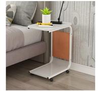 Table d'appoint en Forme de C avec roulettes, Table d'appoint pour canapé Roulant, Table pour Ordinateur Portable, Petit établi pour Chambre à Coucher, Salon, éère de Rangement Ouverte à 2