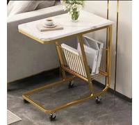 Table d'appoint en forme de C avec roulettes universelles pour canapé, chambre à coucher, salon, bureau, petite table de collation pour petits espaces