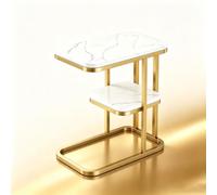 Table D'appoint en Forme De C,Bout De Canapé,Table Basse À Café | Table De Chevet,Plateau Aspect Marbre,Cadre En Acier,Table Basse,Meubles De Salon,pour Salle De Bain,Chambre,Bureau(Gold 2)