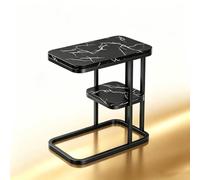 Table D'appoint en Forme De C,Bout De Canapé,Table Basse À Café | Table De Chevet,Plateau Aspect Marbre,Cadre En Acier,Table Basse,Meubles De Salon,pour Salle De Bain,Chambre,Bureau(Black 2)