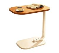 Table d'appoint en forme de C, petite table d'appoint pour canapé, panneaux et base en bois, cadre robuste en acier au carbone, ordinateur portable compact Light walnut 14.57*11.03*23.63IN/37*28*60CM