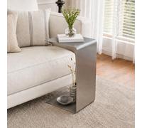 Table D'appoint En Forme De C Pour Canapé, Table Latérale En Métal Peu Encombrante, Table Noire Moderne Pour Salon, Chambre Et Petits Espaces, 30 Cm L X 55 Cm H Silver 35*35*55cm/13.8*13.8*21.7in