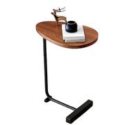 Table d'appoint en forme de C pour salon avec cadre en métal, plateau de table d'appoint ovale en forme de goûter, table basse qui se glisse sous les tables de nuit étroites dans les chambres