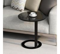 Table d'appoint en forme de C pour salon et chevet - Table basse ronde avec cadre en métal - Design moderne et élégant pour les petits espaces