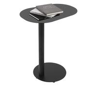 Table d'appoint en forme de C réglable en hauteur 63 cm - Noire - Table latérale moderne pour canapé et lit avec grande surface de rangement - Petite table à roulettes stable en fer pour salon et