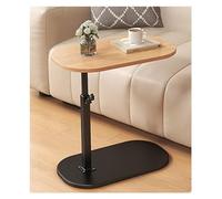Table d'appoint en forme de C réglable en hauteur avec plateau rotatif à 360° pour salon/lit/baignoire, facile à assembler et design peu encombrant (bois noir, petite taille)