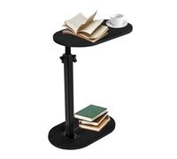 Table d'appoint en forme de C - Rotative à 360° et réglable en hauteur - Petite table basse en bambou et métal - Pour espaces étroits - Table d'appoint en bois pour salon, chambre à coucher