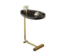 Table d'appoint en forme de C - Rustique, étroite, fine | Table basse coulissante sous le canapé, table de goûter avec cadre en métal, plateau de chevet, parfait pour le salon, la chambre à coucher