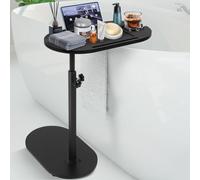 Table D'appoint en Forme de C, Table Basse Réglable en Hauteur, Table de canapé en Bois pour Table de Chevet, canapé, Salle de Bain, Baignoire, Rotative à 360 Degrés