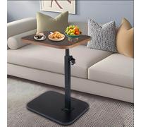 Table d'appoint en forme de C, table d'appoint en forme de C réglable en hauteur pour canapé, table de plateau TV pivotante à 360°, tables de canapé pour chambre/salon/salle de bain (réglable, noyer
