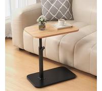 Table d'appoint en forme de C, table de canapé relevable et pivotante à 360° en bois, petite table basse pour canapé-lit et espaces d'étude (naturel, relevable, 40,6 cm L x 30,5 cm l x 80 cm H)