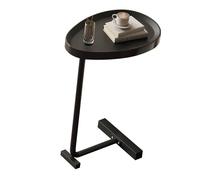 Table d'appoint en Forme de C œuf Ovale Table de Chevet Ovale de Fin de café, Mini Basse canapé de canapé Qui Glisse sous Le Salon, Aspect élégant, Assemblage Pratique (Black)