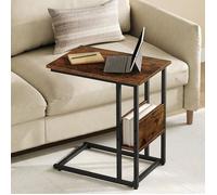 Table d'Appoint en Forme de C - WOLTU Bout de Canapé - Bois et Métal - Marron Rustique W0ATT0922