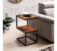 Table D'appoint Bois Massif 45x60x30cm Bout De Canapé Table De Salon Marron