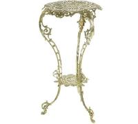 Table d'appoint en laiton massif - Fabriquée à la main en Italie - Diamètre : 44 cm - Hauteur : 76 cm - Table d'appoint ronde en laiton - Table de téléphone - Support pour plantes - Doré