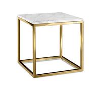 Table d'appoint en marbre carrée réglable en hauteur blanc et doré