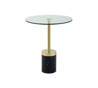Table d'Appoint en Marbre "Lana" 53cm Or & Noir