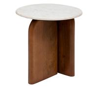 Atmosphera Table d'appoint en marbre Nanda 56 cm Naturel et Blanc